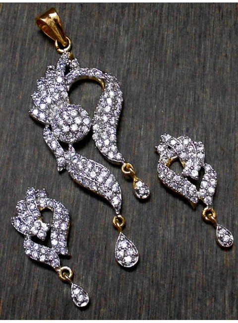 CZ Pendant With Earrings